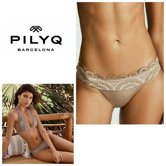 New. Pilyq lace banded bikini bottom. Small - Picture 1 of 9